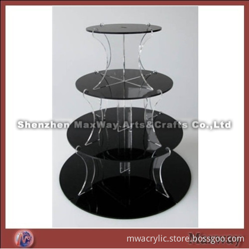 4 Tier Black Acrylic Cake Display Stand